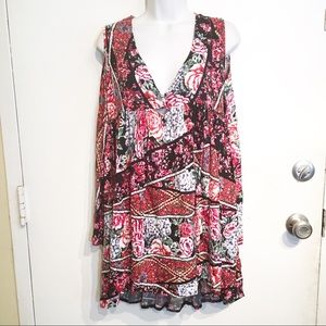 JAASE Boho Indian Floral Patchwork Print Dress